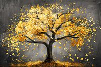 Golden tree on dark background