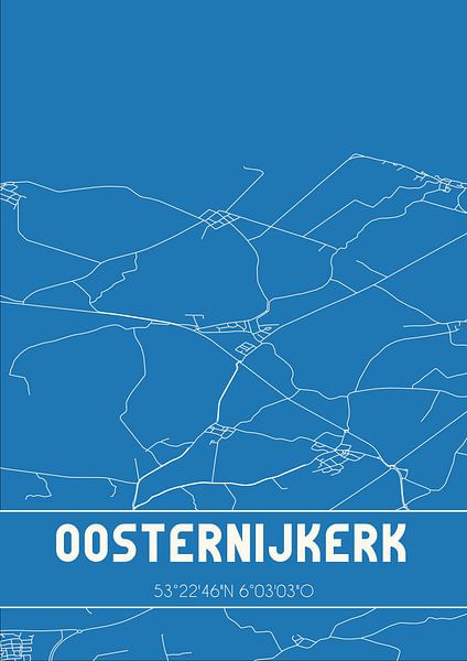 Blueprint | Carte | Oosternijkerk (Fryslan) par Affiches de lieux