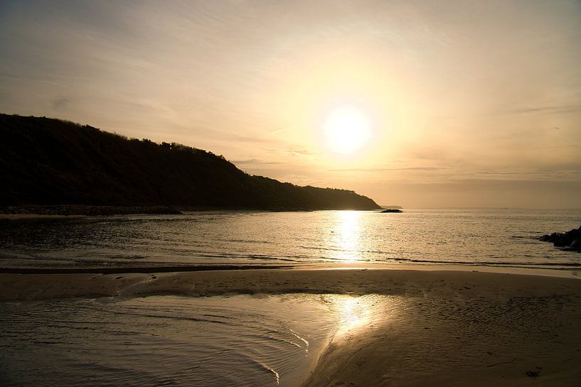 On Blåvand beach at sunset by the sea by Martin Köbsch