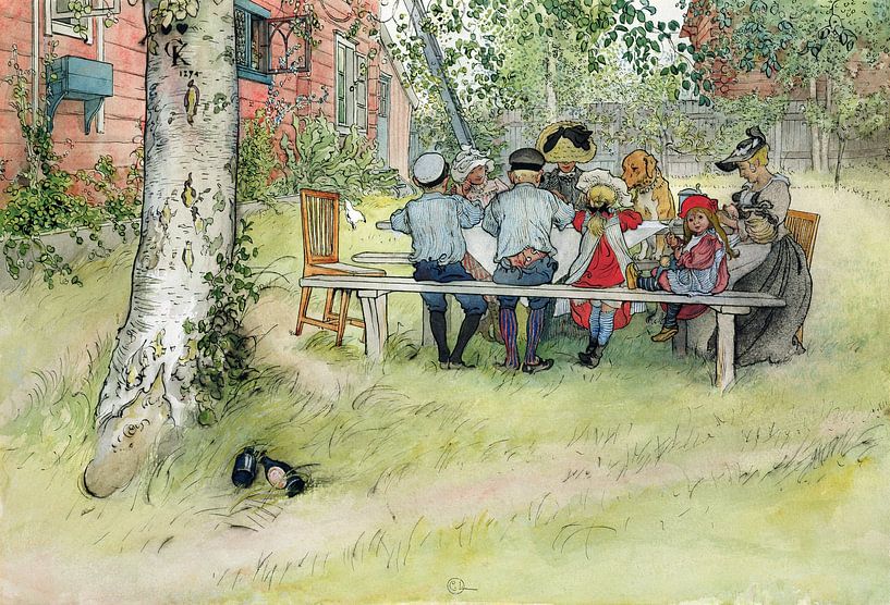 Carl Larsson,Frühstück unter der großen Birke von finemasterpiece