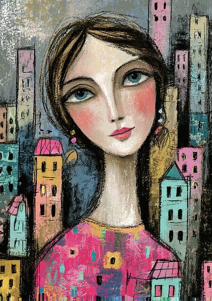 Amsterdam - La vie en ville avec le sourire par Peinture Abstraite