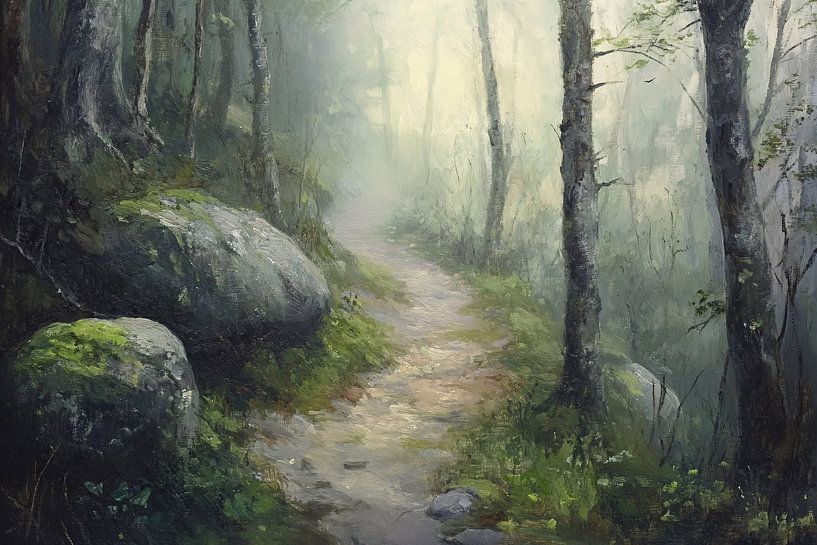 Chemin forestier brumeux dans la nature par Imperial Art House