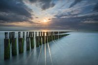 Zonsondergang in Domburg met lange sluitertijd
