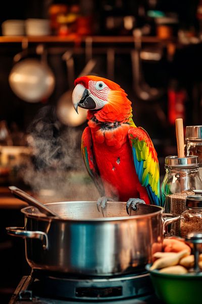 Papagei Küche von Poster Art Shop
