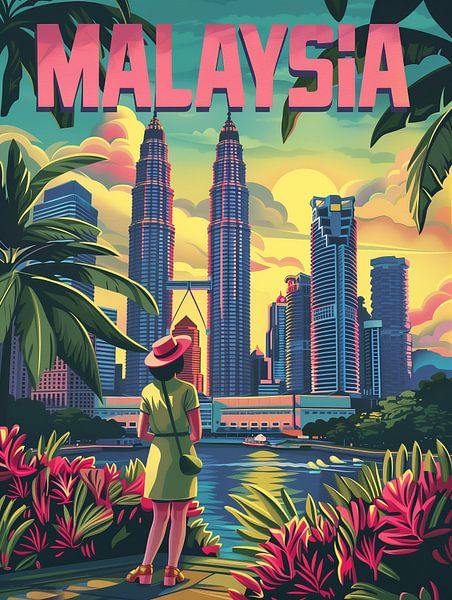Malaysia Morning: Petronas Twin Towers Cityscape Poster by Travel Shop