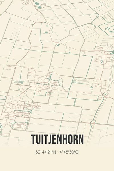 Vieille carte de Tuitjenhorn (Noord-Holland) par Affiches de lieux