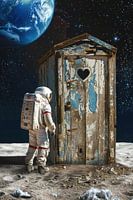 Astronaut and Outhouse on the Moon 01