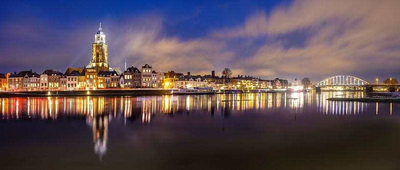 Skyline of Deventer at the river IJssel during a cold winter evening by Sjoerd van der Wal Photography