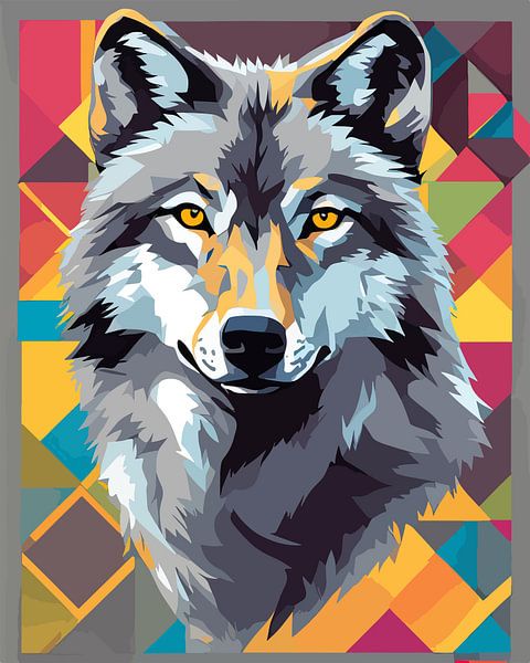 Loup gris dans le style Pop Art 3 par SOTA ArtSign