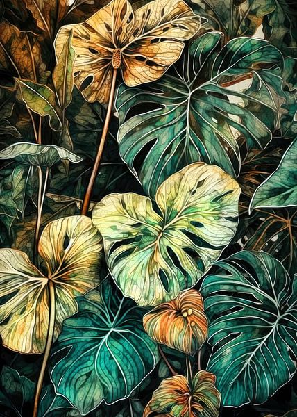 Flowers tropical plants art by JBJart Justyna Jaszke