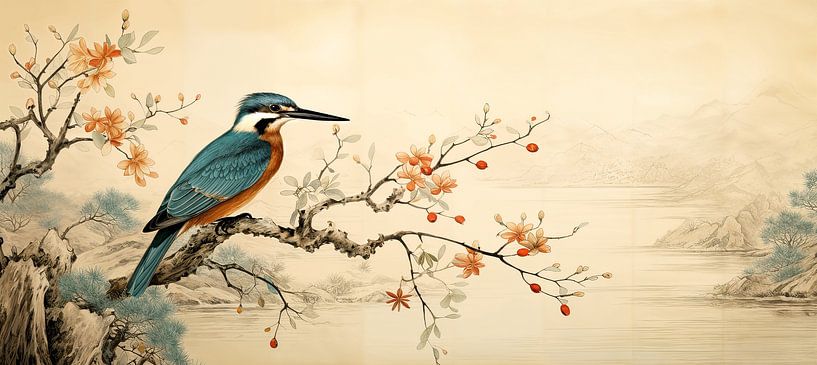 Oiseau Martin-pêcheur par Peintures accrocheuses