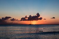 Sunset Sea With Boat