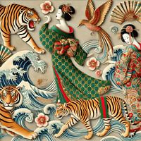 "Zeitlose Gucci-Eleganz: Miss Dubai's Japanese Art Masterpiece"