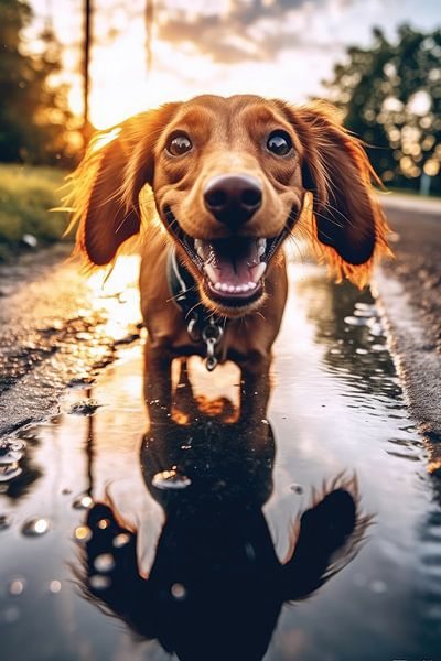 Happy dog on a walk by Franziska Pfeiffer