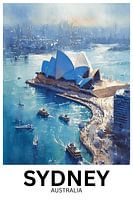 Harbor Symphony – Watercolor View of Sydney Opera House