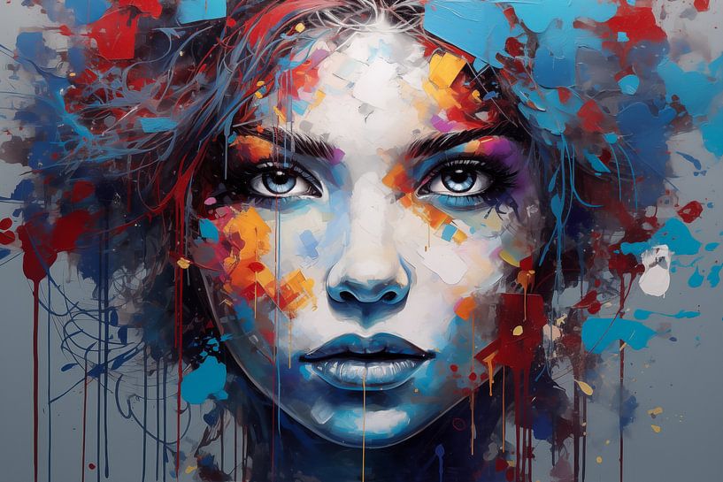 Porträt einer Frau mit bemaltem Gesicht, Kunstdesign von Animaflora PicsStock