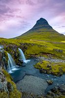 Kirkjufellsfoss waterfall and Kirkjufell mountain in Iceland