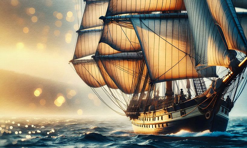 Old sailing ship with rigging by Sabine Wagner