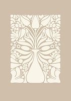Grafik Tulpen in Vase - Beige - Wohnzimmer & Schlafzimmer - Minimalistische Einrichtung - Abstrakt