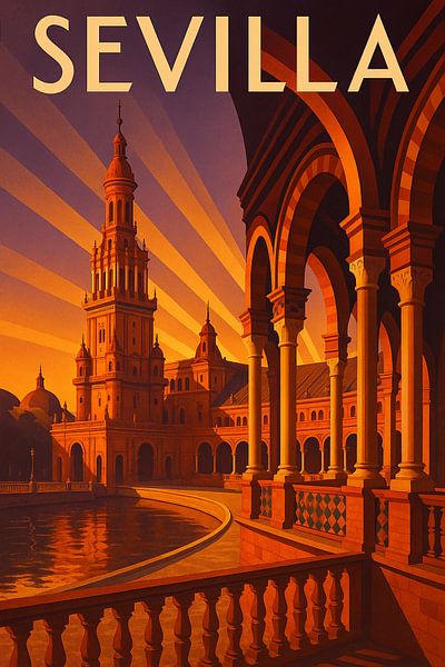 Sevilla Art Deco Poster - Vintage Spanien Reise Druck von Travel Shop