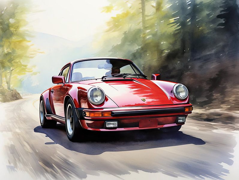Porsche 911 turbo rouge par PixelPrestige