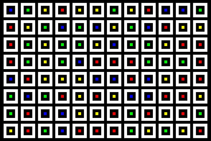 Emboîté | Centre | 12x08 | N=02 | Aléatoire #02 | RGBY par Gerhard Haberern