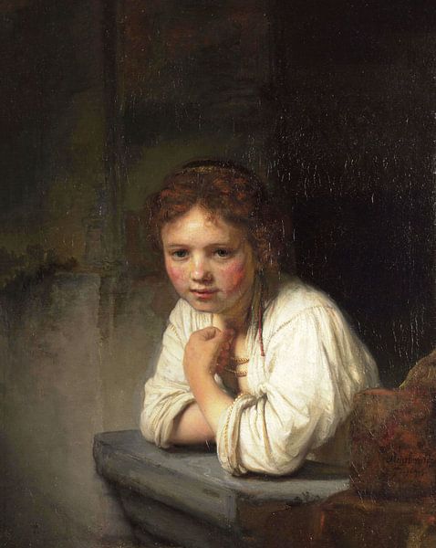 Mädchen im Fenster - Rembrandt van Rijn von Marieke de Koning