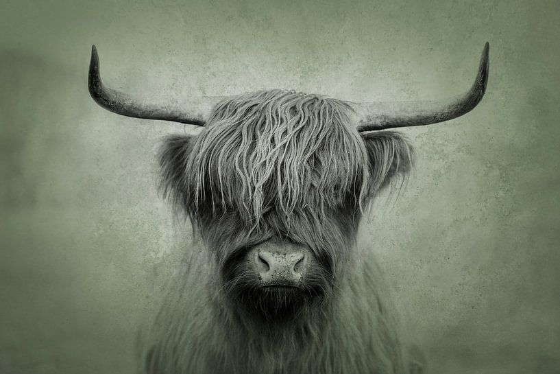 Majestätischer schottischer Highlander im kunstvollen Porträtstil von Femke Ketelaar