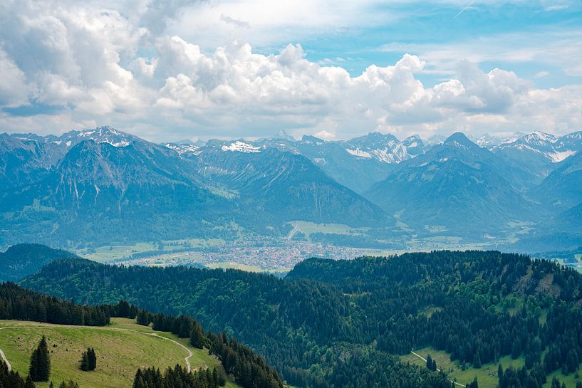 View over the Oberallgäu to Oberstdorf and the Allgäu Alps from Besler on the Riedberg Pass by Leo Schindzielorz