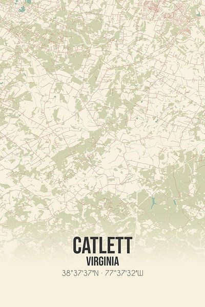 Carte ancienne de Catlett (Virginie), USA. par Affiches de lieux