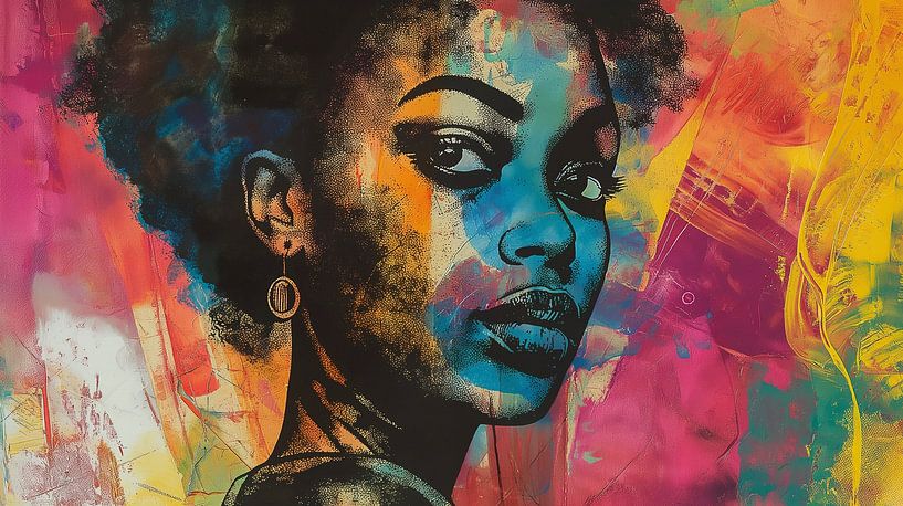 Portrait of a black woman with painted face, art design by Animaflora PicsStock