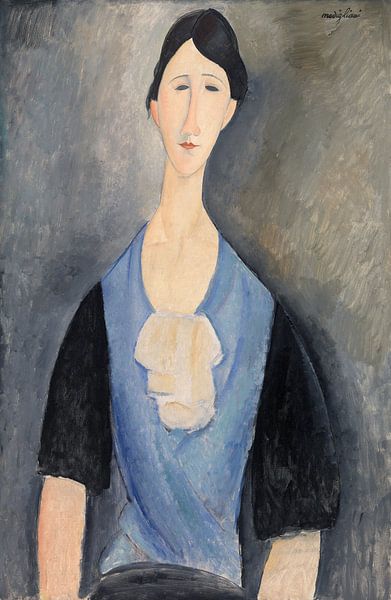 Amedeo Modigliani,Jeune femme en bleu par finemasterpiece