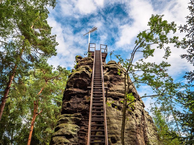 Katzstein, Saxon Switzerland - Staircase up the Katzfels by Pixelwerk
