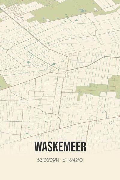 Vieille carte de Waskemeer (Fryslan) par Affiches de lieux