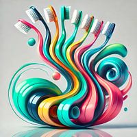 Abstrakte Kunst mit Zahnbürsten