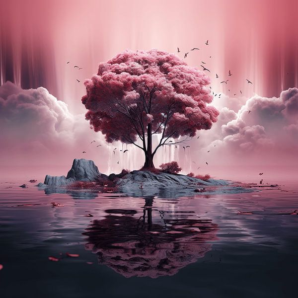 The Pink Tree Island by Art Lovers