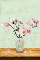 Still life of a magnolia in a vase "Let spring come alive"