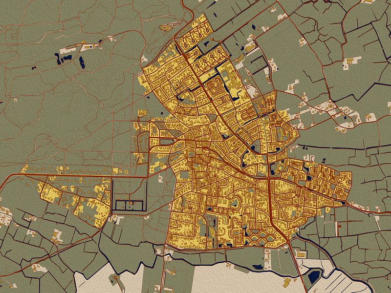 Map of Bergen in the style of Gustav Klimt by Maporia
