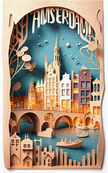 3D papercut artwork of Amsterdam by Dreamy Faces