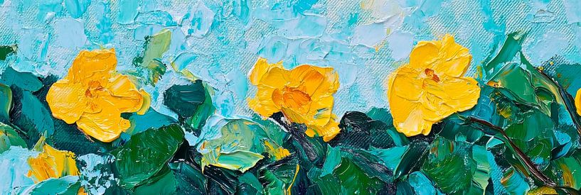 Gelbe Blumen im blauen Himmel von Poster Art Shop