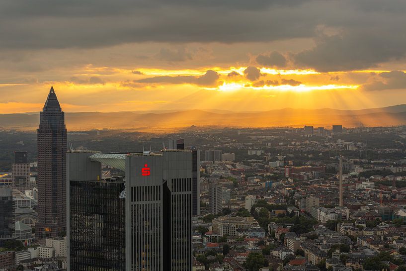 The skyline of Frankfurt in Germany during sunset by MS Fotografie | Marc van der Stelt