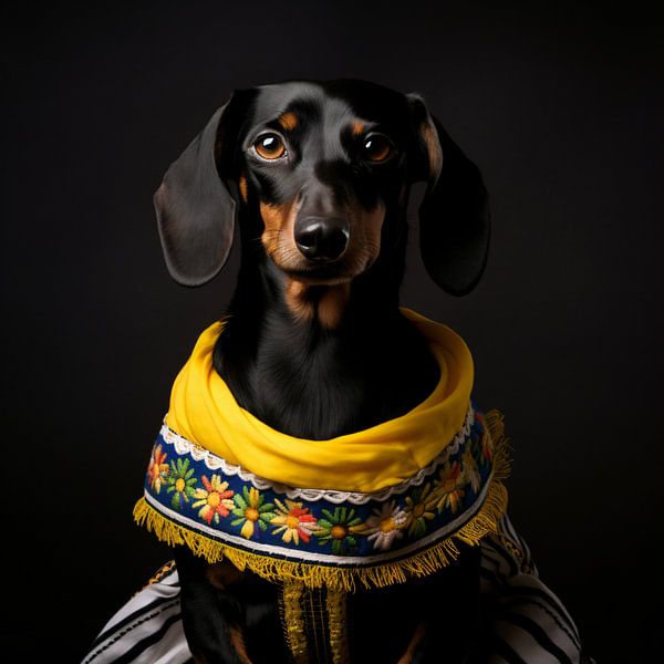 Teckel Puppy in Zweedse Kleding von Surreal Media