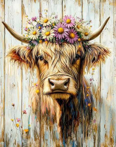 Cow flair - floral splendour and gentle elegance by Klaus Tesching - Art-AI