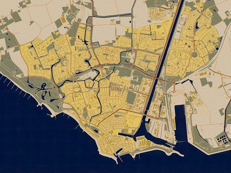 Map of Vlissingen in the style of Gustav Klimt by Maporia
