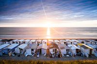 Beach houses in Zandvoort during sunset