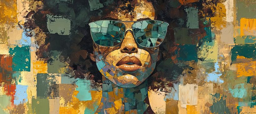 Modernes Portrait | Abstrakte Sonnenbrille Portrait von Wunderbare Kunst
