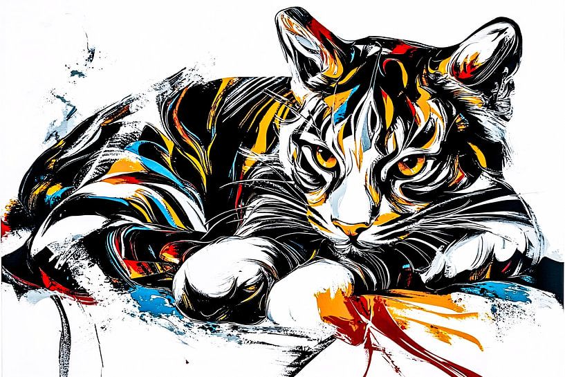 Illustration abstraite d'un chat coloré par Imperial Art House