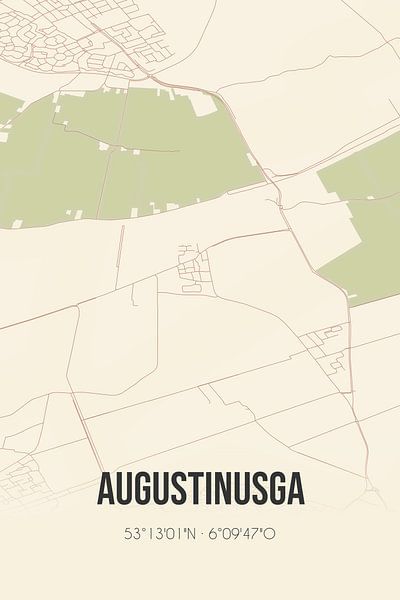 Alte Karte von Augustinusga (Fryslan) von Ortsdrucke