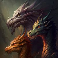 Digitale Zeichnung von drei Drachen