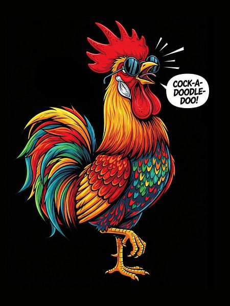Coq de dessin animé portant des lunettes de soleil par Markus Gann
